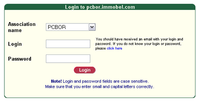 login screen